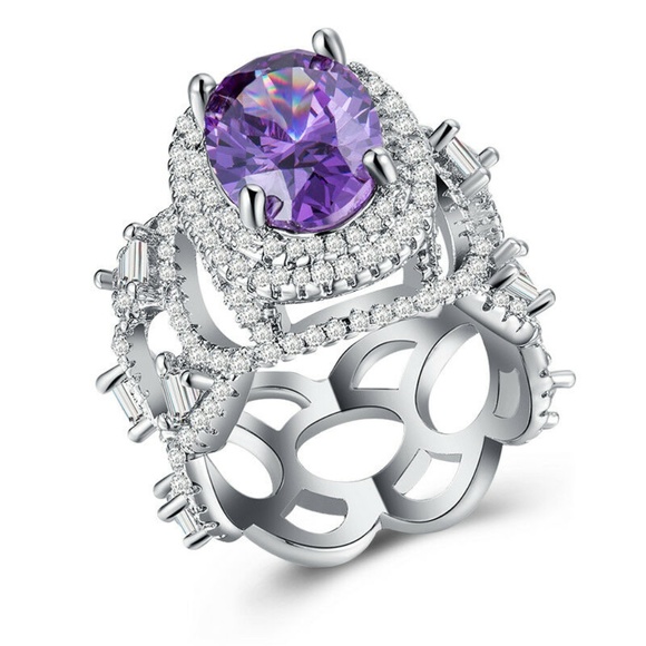 Jewelry - Luxury 925 Silver Purple Amethyst Ring